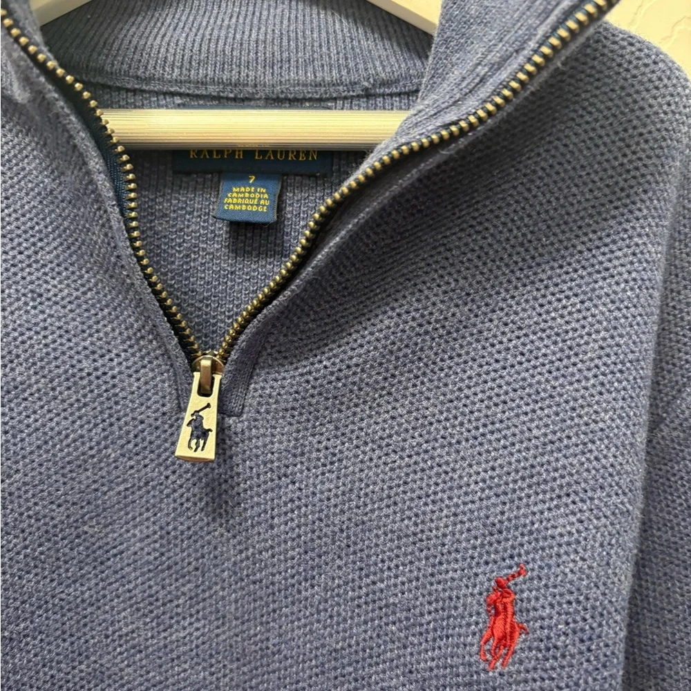 Boys Polo Ralph Lauren Blue Half-Zip Lightweight Knit - size 7